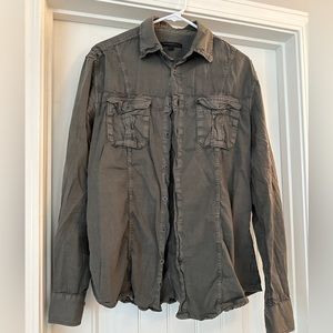 John Varvatos Army Green Button Up Shirt Size Medium